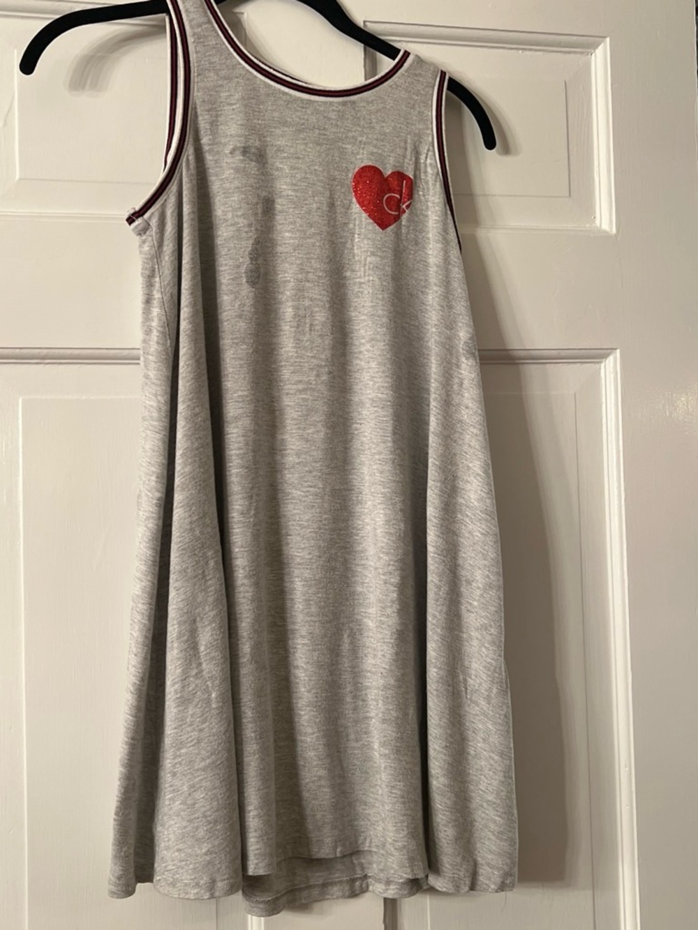 Calvin Klein Grey Tank Dress with Red Heart Patch
